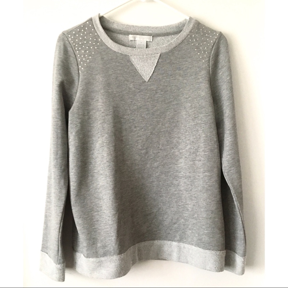 Studded Shoulder Gray Sweatshirt (NWOT)